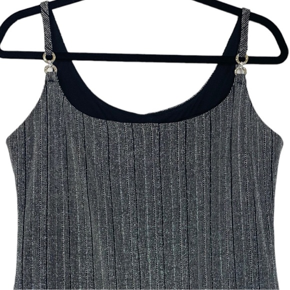 VTG Glam Silver  Metallic Maxi Dress Lined Body-con Formal Tagged SZ 13 Sparkle - Picture 3 of 16